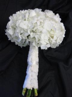 White hydrangea with pearl studded stephanotis Bridal Bouquet